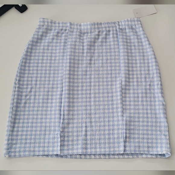 Ulta Flirt Baby Blue Checkered Button Up Crop Top & Mini Skirt Set - Picture 10 of 15